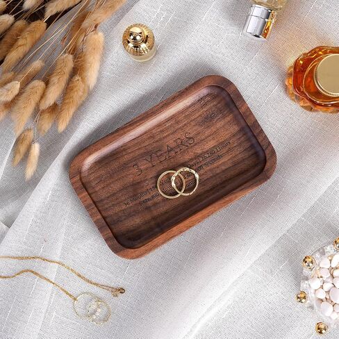 5 Years Anniversary Wood Tray Gifts for Him/Her, Wooden Engraved Ring Dish, Wood Trinket Dish for Wedding Anniversary, Birthday, Valentines Day Gifts for Husband, Wife - 5.5x3.5 Inch in Kuwait
