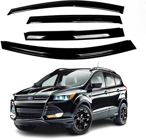Fits Ford Escape 2013 2014 2015 2016 Safe Safe Safe Smoke Window Set-Sun ، Rain ، وحماية تنفيس ، مجموعة حراسة نافذة من 4 قطع ، بسمك 2 مم. in Saudi Arabia
