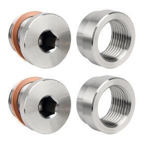 M18x1.5 Oxygen Sensor Weld Bungs & Plugs Kit (2 Bungs/2 Plugs) - Stainless Steel Welding Adapters in Kuwait