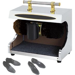 Shoe-Shining Machine,Home Automatic Shoe-Shine Machine/Hotel Lobby Electric Titanium Brush Machine with Double Combination Brush,Easy to Clean(Silver) in Saudi Arabia