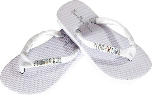 Flower Girl Glitter Strap Flip Flops ، Toddler Little & Big Girl Sandals لحفل زفاف الزفاف in Saudi Arabia