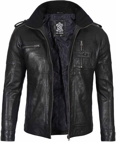 Fjackets Cafe Racer Jackets Real Leather للرجال - أسلوب خالدة وحرفية لا مثيل لها in Kuwait