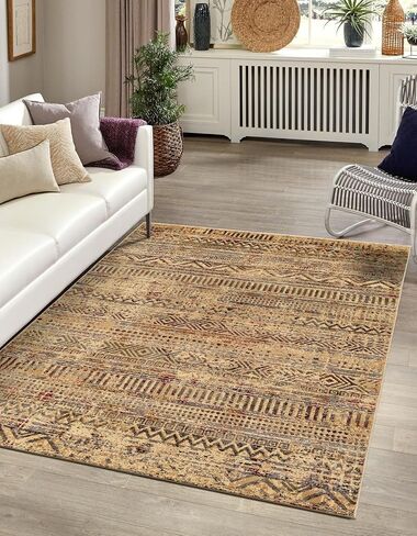 Rugs.com Saturn Collection Rug – 7 Ft Runner Beige Medium Rug Perfect for Hallways, Entryways in Saudi Arabia