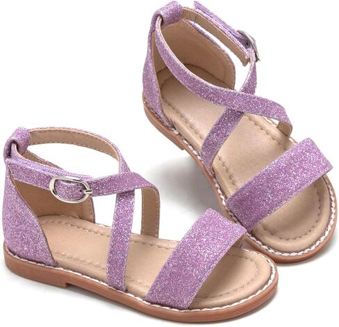 Estine Toddler/Little Kid Girls Dress Cross Strappy Open Toe Sandals Princess Flats Summer Flower Girl Shoes in Kuwait