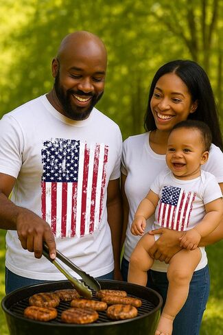 Tstars Patriotic Dad and Baby 4th of July Matching Shirts Daddy & Me Memorial Day US Distressed American Flag Shirt Set in Saudi Arabia