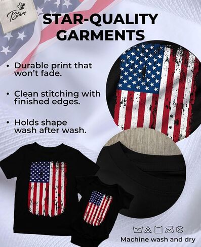 Tstars Patriotic Dad and Baby 4th of July Matching Shirts Daddy & Me Memorial Day US Distressed American Flag Shirt Set in Saudi Arabia