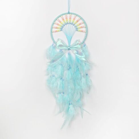 Pretty Jolly Hot Air Balloon Shaped Kids Dream Catcher Wall Decor Pink Feather Fairy Cute Baby Dreamcatcher Handmade Home Décor Wall Hanging for Nursery Babyroom Chidren Birthday Gift in Saudi Arabia