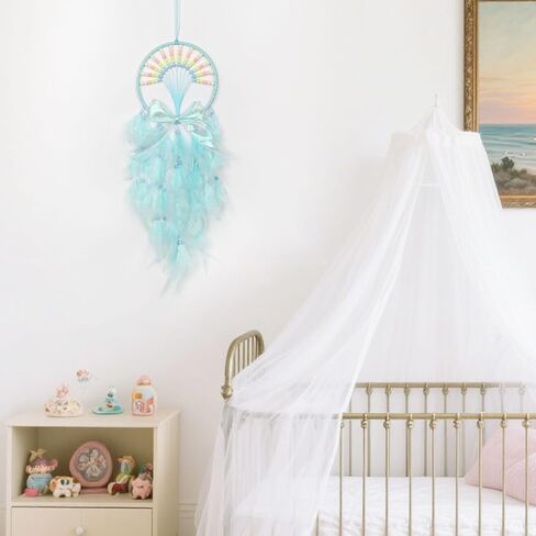 Pretty Jolly Hot Air Balloon Shaped Kids Dream Catcher Wall Decor Pink Feather Fairy Cute Baby Dreamcatcher Handmade Home Décor Wall Hanging for Nursery Babyroom Chidren Birthday Gift in Saudi Arabia