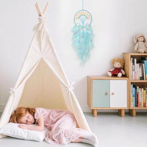 Pretty Jolly Hot Air Balloon Shaped Kids Dream Catcher Wall Decor Pink Feather Fairy Cute Baby Dreamcatcher Handmade Home Décor Wall Hanging for Nursery Babyroom Chidren Birthday Gift in Saudi Arabia