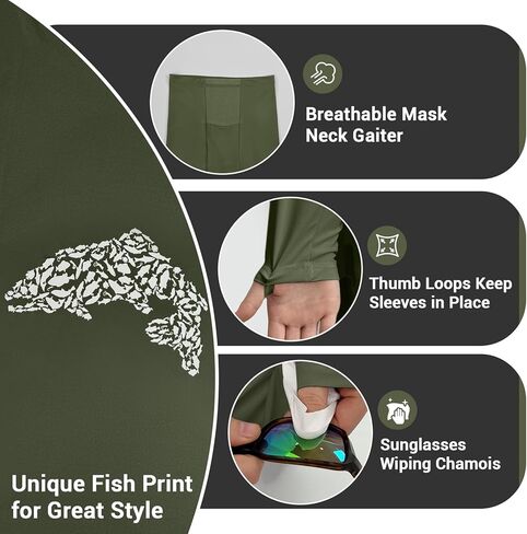 Palmyth Fishing Hoodie for Men Long Sleeve Sun Protection Shirts UPF 50+ Hooded with Neck Gaiter in Saudi Arabia