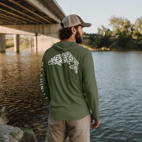 Palmyth Fishing Hoodie for Men Long Sleeve Sun Protection Shirts UPF 50+ Hooded with Neck Gaiter in Saudi Arabia