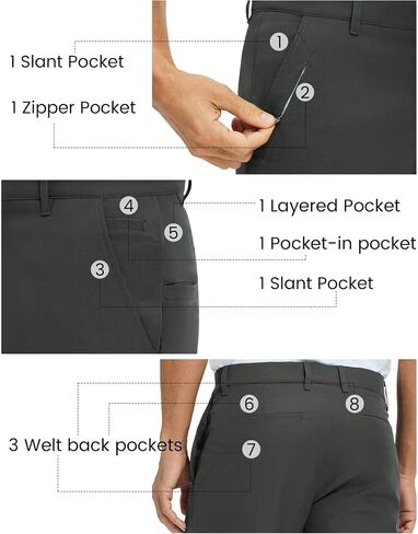 M Maelreg Mens Golf Pants 8 جيوب مقاومة للماء -30 "/32"/34 " in Kuwait