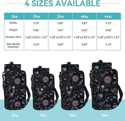 AUPET حامل زجاجات المياه حامل حقيبة حبال كم 25/32/40/64 أونصة، جراب زجاجة مياه معزول مع حزام وجيوب للرجال/النساء المشي لمسافات طويلة والتخييم وصالة الألعاب الرياضية in Kuwait