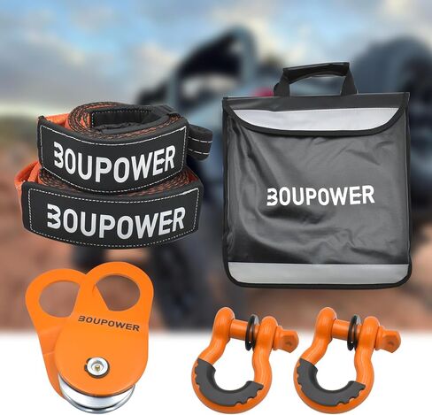 طقم بكمة كتلة ، مجموعة رافعة رفاهية مع حقيبة Winch Dampener ، حزام سحب 8 قدم+10 أقدام ، قيود D-Ring ، كتلة خطف 10 طن ، Recovert Recovery Kit 4x4 Orange in Kuwait