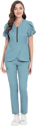 Niaahinn v-neck scrub top & jogger scrubs pants medical onmorm for nurse workwear for women in Kuwait