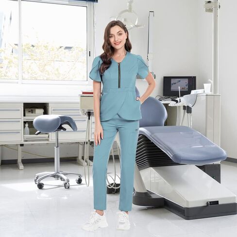 Niaahinn v-neck scrub top & jogger scrubs pants medical onmorm for nurse workwear for women in Kuwait