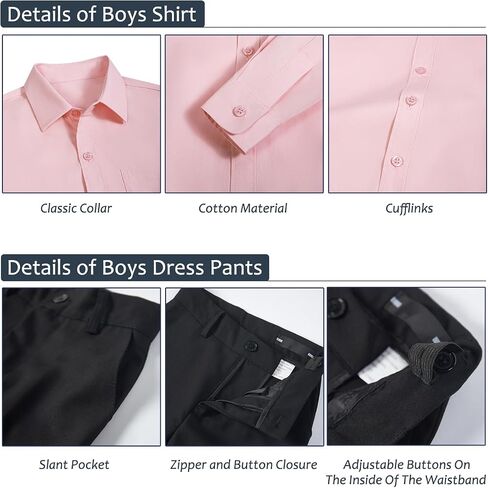 Boys Suits Formal Dress Vest and Pants Set for Kids Teens Boy, with Shirt Bowtie and Suspenders, Adjustable Waist in Kuwait