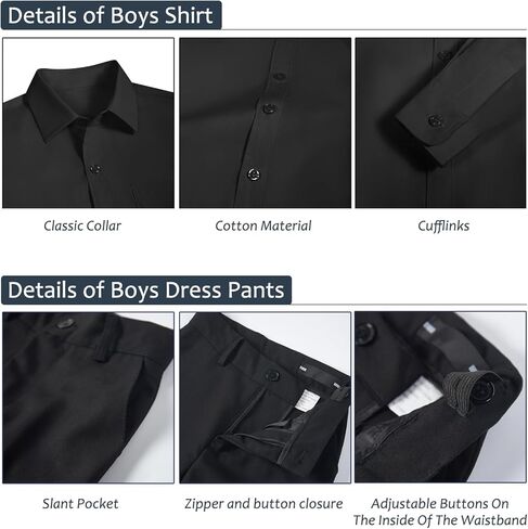 Boys Suits Formal Dress Vest and Pants Set for Kids Teens Boy, with Shirt Bowtie and Suspenders, Adjustable Waist in Kuwait