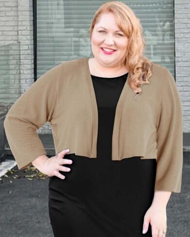 Plus Size Shrugs for Women Cropped Cardigan Knit Sweaters Open Front Bolero in Kuwait