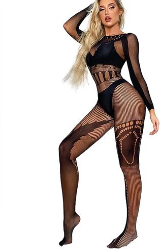 One Piece Women Fishnet Bodystocking Lingerie See Through Full Body Mesh Bodysuit Sexy Dancer Rave Outfits in Kuwait