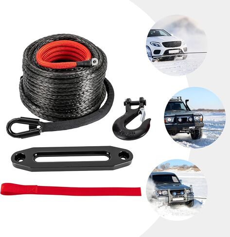 3/8 "× 100 قدم رافعة حبل وينش الاصطناعية 23809 IBS طقم كبل خط الرافعة الشاق مع الأكمام الواقية وخطاف الرافعة الصلب ل ATV UTV SUV 4WD على الطريق مركبة على الطريق (بدون دليل الحبل ، أورانج) in Saudi Arabia