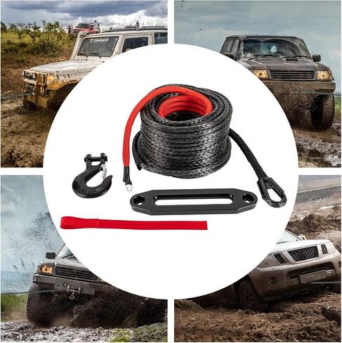 3/8 "× 100 قدم رافعة حبل وينش الاصطناعية 23809 IBS طقم كبل خط الرافعة الشاق مع الأكمام الواقية وخطاف الرافعة الصلب ل ATV UTV SUV 4WD على الطريق مركبة على الطريق (بدون دليل الحبل ، أورانج) in Saudi Arabia