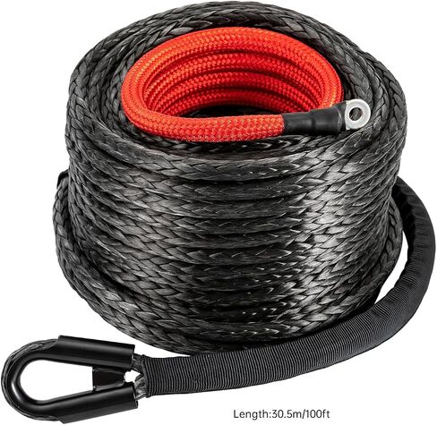 3/8 "× 100 قدم رافعة حبل وينش الاصطناعية 23809 IBS طقم كبل خط الرافعة الشاق مع الأكمام الواقية وخطاف الرافعة الصلب ل ATV UTV SUV 4WD على الطريق مركبة على الطريق (بدون دليل الحبل ، أورانج) in Saudi Arabia
