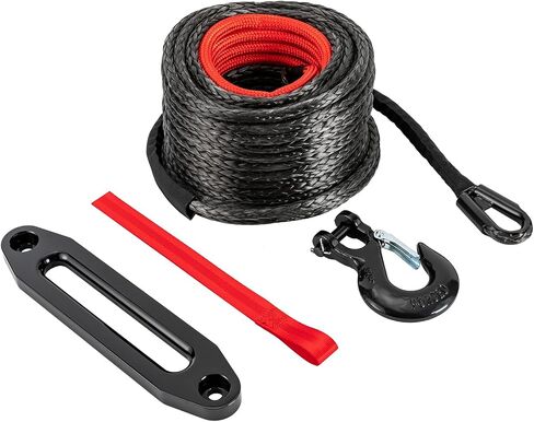 3/8 "× 100 قدم رافعة حبل وينش الاصطناعية 23809 IBS طقم كبل خط الرافعة الشاق مع الأكمام الواقية وخطاف الرافعة الصلب ل ATV UTV SUV 4WD على الطريق مركبة على الطريق (بدون دليل الحبل ، أورانج) in Saudi Arabia