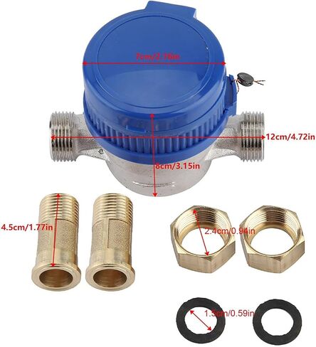 Water Meter Digital flowmeter Copper 1.5m3/h 0-40℃ Mechanical Water Meter 15mm 1/2 Inch Water Flow Gauge in Saudi Arabia