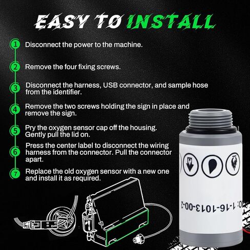 16916 استبدال مستشعر الأكسجين المتوافق مع آلات Rebinair R-1234YF ومعرفات التبريد 16990/16995-FITS AC1234-4 ، AC1234-4SL ، AC1234-4-4 ، AC1234-6 ، AC1234-9 in Kuwait