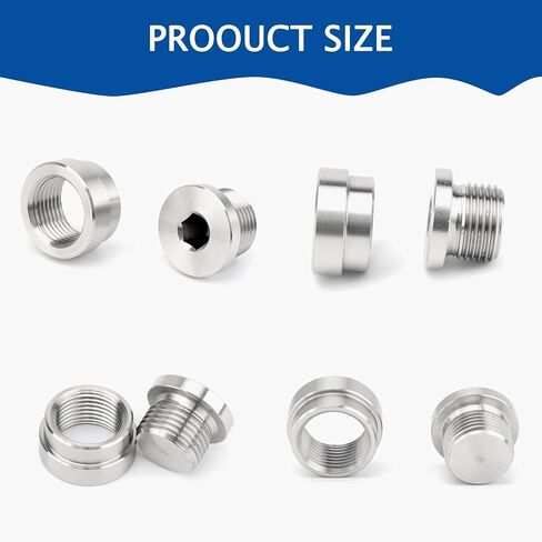 M18x1.5 Oxygen Sensor Weld Bungs & Plugs Kit (2 Bungs/2 Plugs) - Stainless Steel Welding Adapters in Kuwait