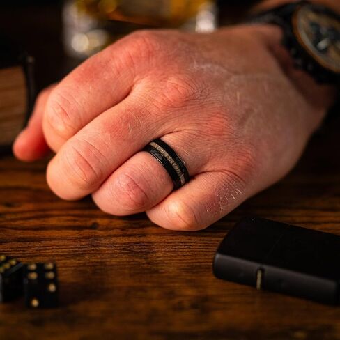 Manly Bands: Men's Antler Wedding Bands and Rings - Made With Real Deer Antlers - Designed for Hunters and Wilderness Enthusiasts in Kuwait