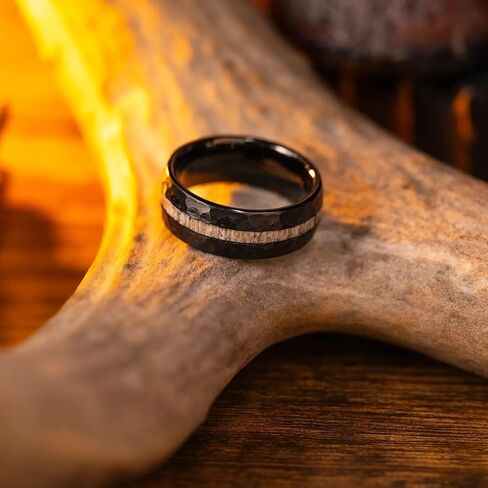 Manly Bands: Men's Antler Wedding Bands and Rings - Made With Real Deer Antlers - Designed for Hunters and Wilderness Enthusiasts in Kuwait