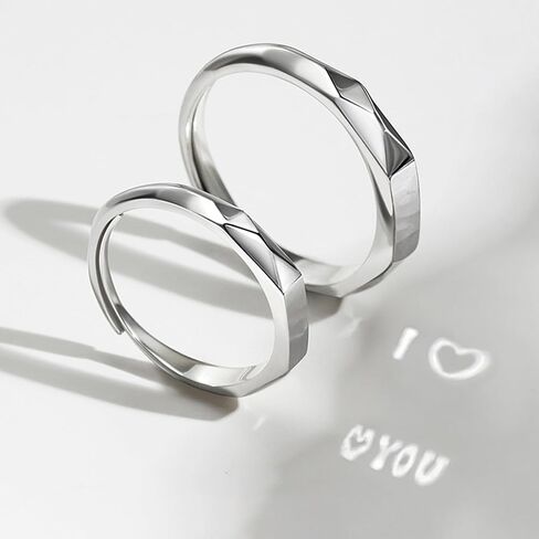 Handmade Love Projection Ring - Adjustable Light Sculpted 925 Ring with Secret I Love You Projection Couple Rings Romantic Gifts for Men and Women, silver in Saudi Arabia