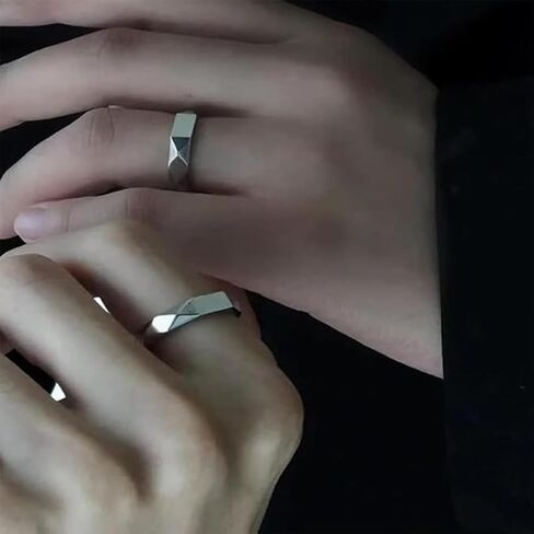 Handmade Love Projection Ring - Adjustable Light Sculpted 925 Ring with Secret I Love You Projection Couple Rings Romantic Gifts for Men and Women, silver in Saudi Arabia