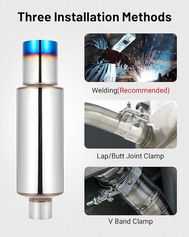 EVIL ENERGY Exhaust Muffler Stainless Steel Exhaust Tip Universal 14.6" Length (Burnt 2 intlet 3 outlet) in Saudi Arabia