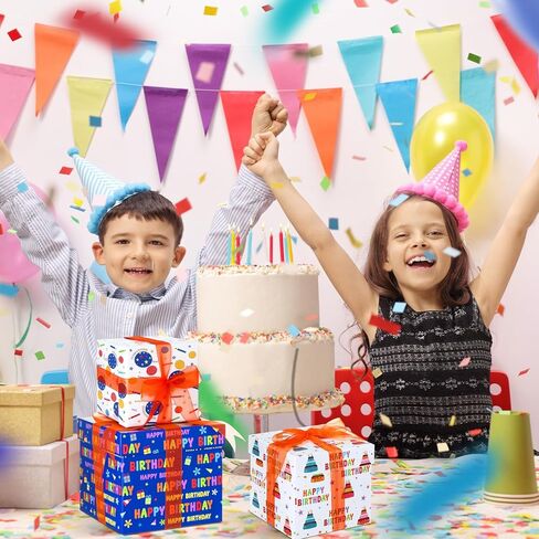 4 Pcs Food Gift Basket Tower Gift Box with Lid Ribbon Chocolate Square Nested Box Assorted Sizes for Birthday Weddings Thank You Women Men Family Decoration(Happy Birthday) in Kuwait