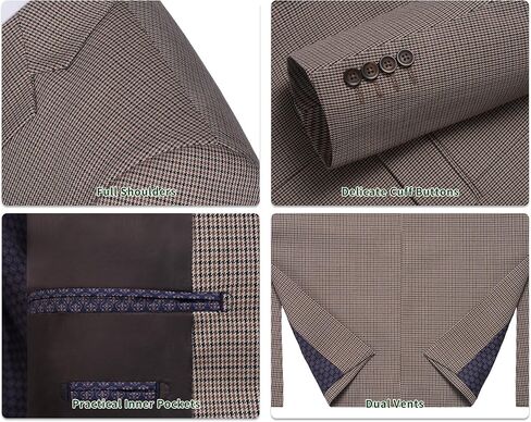 P&L Men's Classic Fit Houndstooth Blazer Sport Coat 2 Button Casual Jacket for Business, Party & Travel in Kuwait
