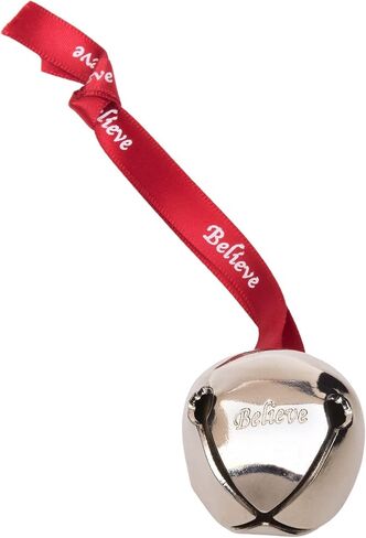 Bevin Bells Believe Sleigh Bells Ornament (3-Pack) | 1.5" Made of Steel | Hanging Bells with a Red Satin Believe Ribbon | Great Tone | Xmas Gift or Stocking Stuffer | Made in The USA in Kuwait