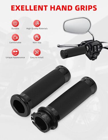 Amazicha Black 1 "دراجة نارية يدوية قبضة المقود المقود المتوافق مع Harley Sportster Touring Honda Kawasaki Suzuki Yamaha Bobber Chopper in Kuwait