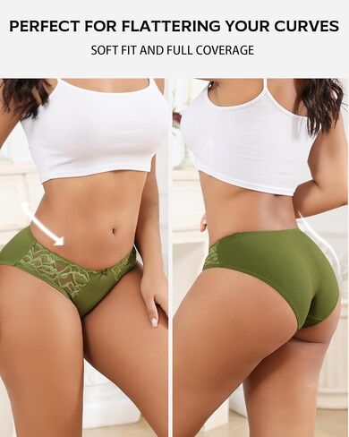 Aijolen Women's Cotton Bikini Panties Lace Cheeky Underwear for Women Breathable Soft Underwear Women Pack S-XL in Kuwait