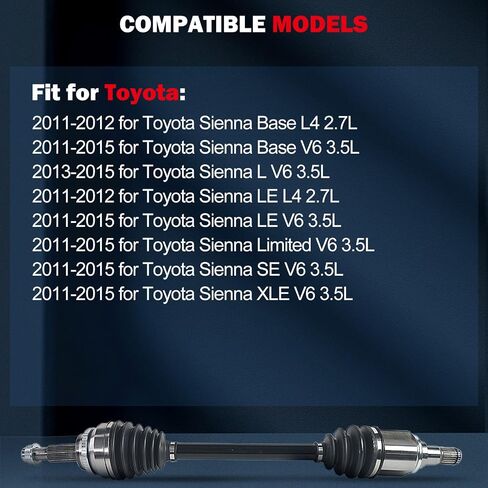 cciyu NCV69055 CV Axle Shaft Assembly Fit For Toyota Sienna 2.7L,For Toyota Sienna 3.5L 2011-2015 Front Left Drive Side in Saudi Arabia