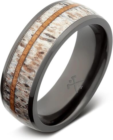 Manly Bands: Men's Antler Wedding Bands and Rings - Made With Real Deer Antlers - Designed for Hunters and Wilderness Enthusiasts in Kuwait