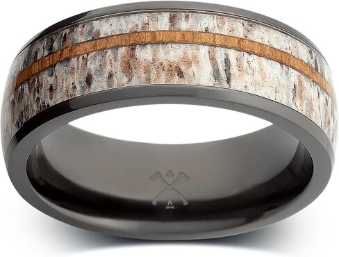 Manly Bands: Men's Antler Wedding Bands and Rings - Made With Real Deer Antlers - Designed for Hunters and Wilderness Enthusiasts in Kuwait