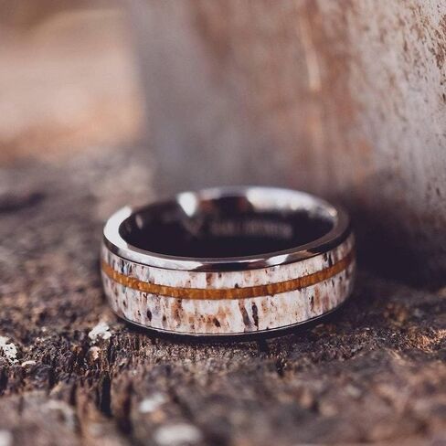 Manly Bands: Men's Antler Wedding Bands and Rings - Made With Real Deer Antlers - Designed for Hunters and Wilderness Enthusiasts in Kuwait
