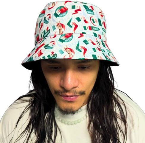 Viva Mexico Mexican Flag Duitible Ducket Hat by Tribe Afrique Blue in Saudi Arabia