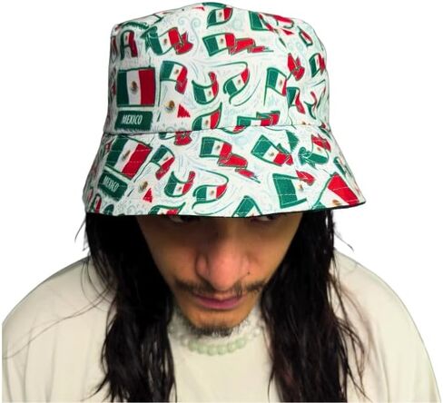 Viva Mexico Mexican Flag Duitible Ducket Hat by Tribe Afrique Blue in Saudi Arabia