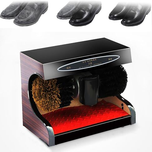 Commercial Automatic Shoe Polisher, Electric Shoe Polisher, Electric Shoe Polisher with Automatic Induction Probe, Desktop Machine Suitable for Home and Commercial Use (Wood Grain ) in Saudi Arabia