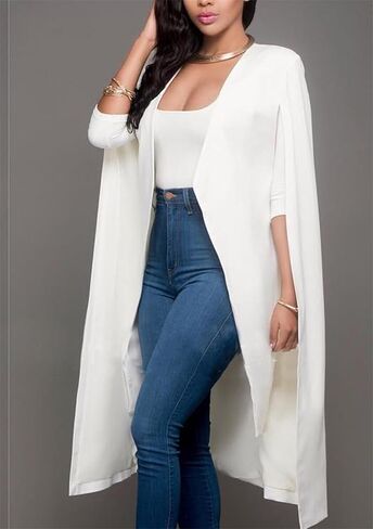 DIACACY Women's Cape Split Sleeve Long Blazer Jackets Open Front Elegant Casual Cape Coat in Kuwait