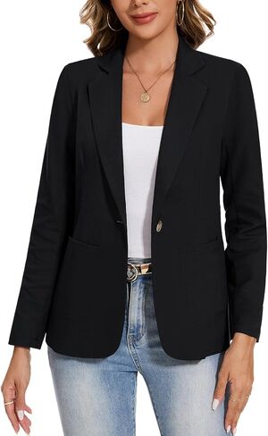 MINTLIMIT Womens Linen Cotton Blazer Casual Long Sleeve Button Front Lightweight Spring Summer Jacket Blazers with Pockets in Saudi Arabia